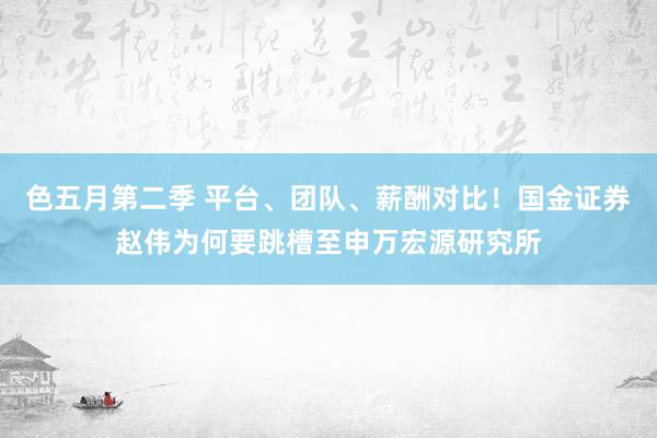 色五月第二季 平台、团队、薪酬对比！国金证券赵伟为何要跳槽至申万宏源研究所