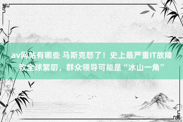 av网站有哪些 马斯克怒了！史上最严重IT故障致全球絮叨，群众领导可能是“冰山一角”