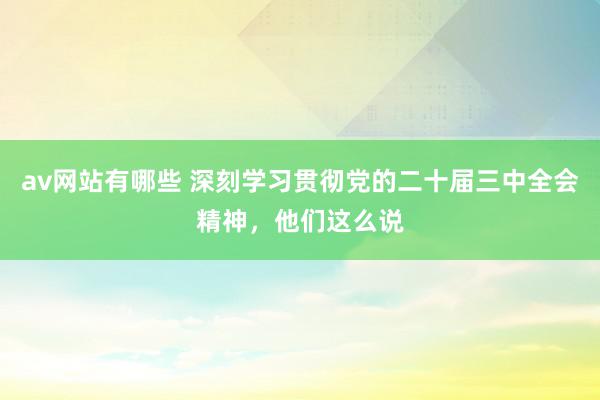 av网站有哪些 深刻学习贯彻党的二十届三中全会精神，他们这么说