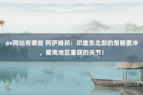 av网站有哪些 阿萨姆邦：印度东北部的策略要冲，藏南地区重获的关节！