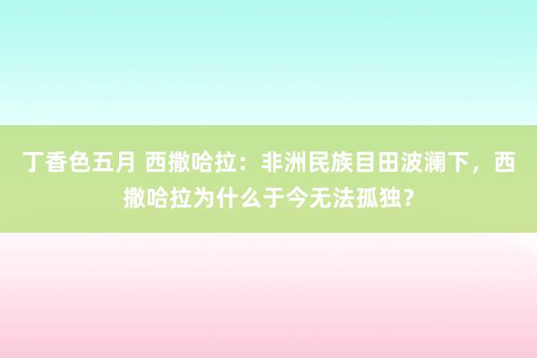 丁香色五月 西撒哈拉：非洲民族目田波澜下，西撒哈拉为什么于今无法孤独？