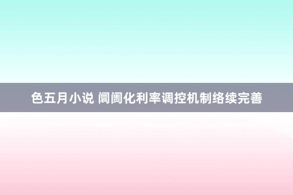 色五月小说 阛阓化利率调控机制络续完善