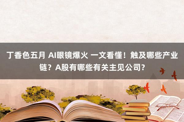 丁香色五月 AI眼镜爆火 一文看懂！触及哪些产业链？A股有哪些有关主见公司？